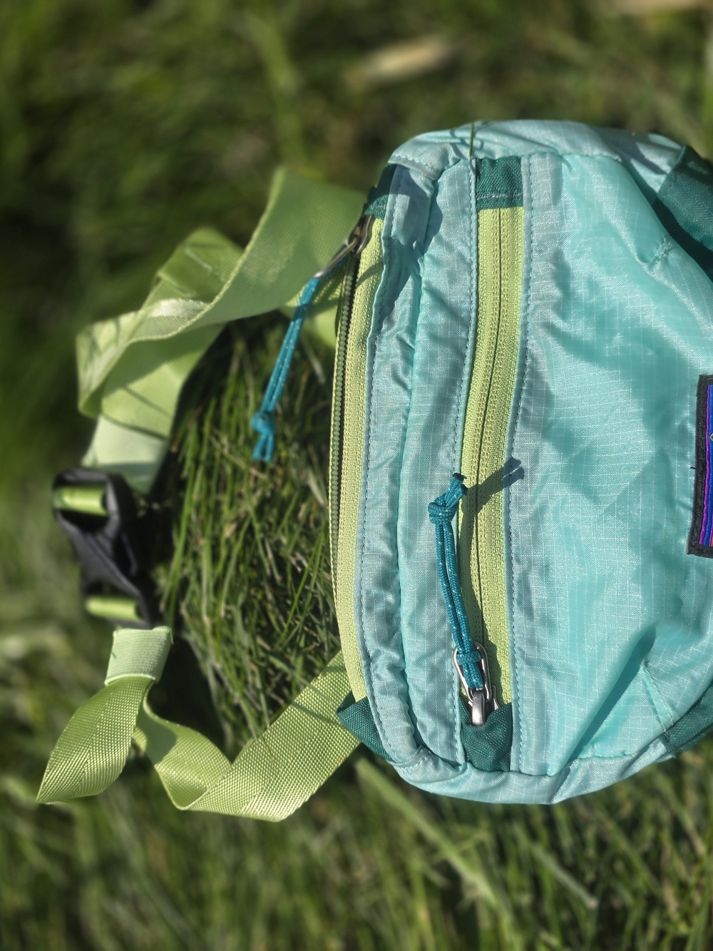 Patagonia Teal and Lime Green Crossbody Bag